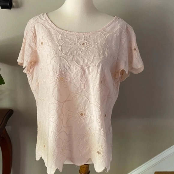Loft Peach Floral Lace Top LP - Picture 1 of 4